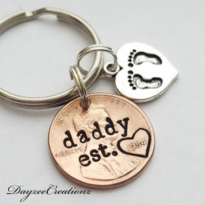 Regalo para papá / Llavero personalizado de un centavo / Regalo para el Día del Padre / Primer hijo / Futuro papá / De hijo / De niño / San Valentín / Regalo de cumpleaños