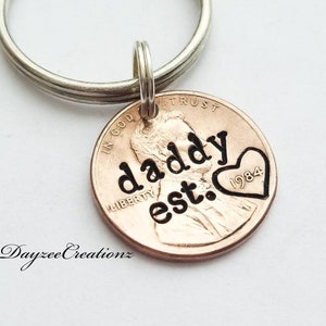 Personalized Valentine's Day Gift for Daddy, Penny Keychain, New Dad, First Father's Day, from Baby, from Child, Husband, from Daughter, Son image 5