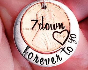 Personalized Forever to Go Penny Keychain,7 year Anniversary Gift, Men, Boyfriend, Girlfriend, Her, Him, Valentine's, Wife, Husband, Copper