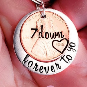 Personalized Forever to Go Penny Keychain,7 year Anniversary Gift, Men, Boyfriend, Girlfriend, Her, Him, Valentine's, Wife, Husband, Copper