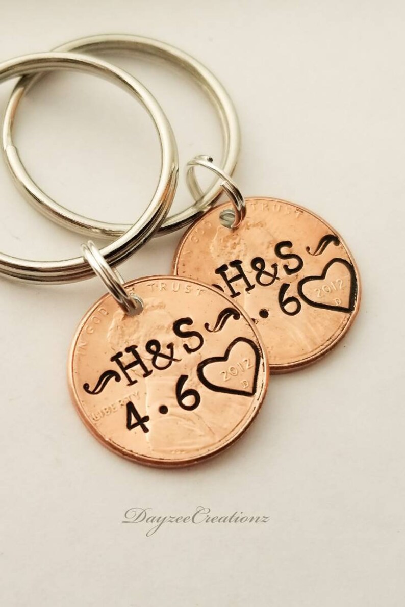Personalized Penny Keychain Anniversary Gift Gift for Him Etsy