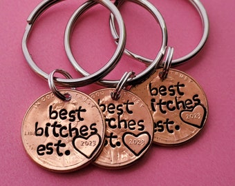 Custom Personalized Bff Penny Keychain, Best Friend Gift, Bff, Birthday, Bestie, For Her, Girlfriend, Women, Galentine, Valentine's Day Gift