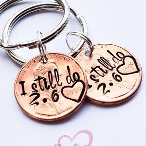 I Still Do Penny Keychain, Anniversary or Valentine's Day Gift for Husband or Wife, Personalized with Your Wedding Date Stamped, Unique Gift image 4