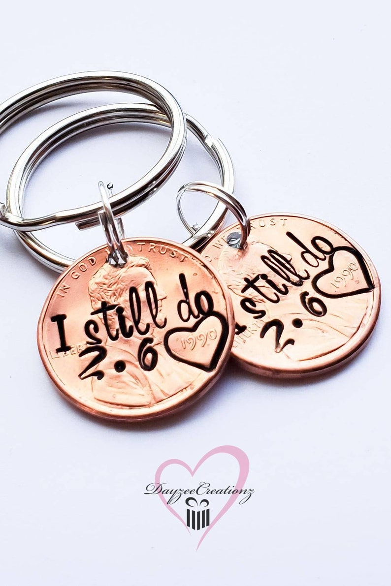 I Still Do Penny Keychain, Anniversary or Valentine's Day Gift for Husband or Wife, Personalized with Your Wedding Date Stamped, Unique Gift image 4