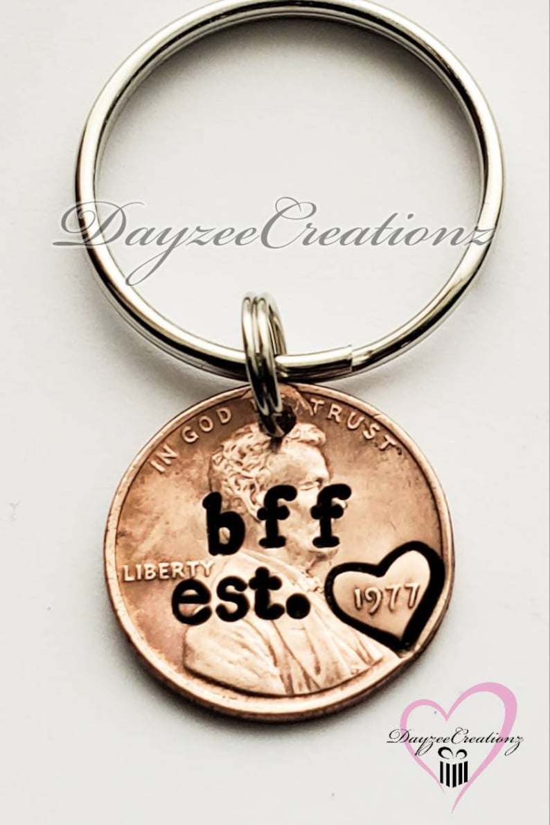 Custom Personalized Bff Penny Keychain, Best Friend Gift, Bff, Birthday, Bestie, For Her, Girlfriend, Women, Galentine, Valentine's Day Gift image 7