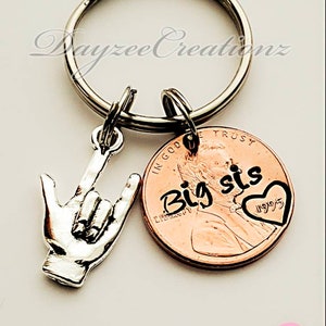 Brother Gift from Sister, Big Bro, Little Sister Keychain, Custom Penny, Birthday Gift for Brother, Valentine for Sister/Brother, Christmas