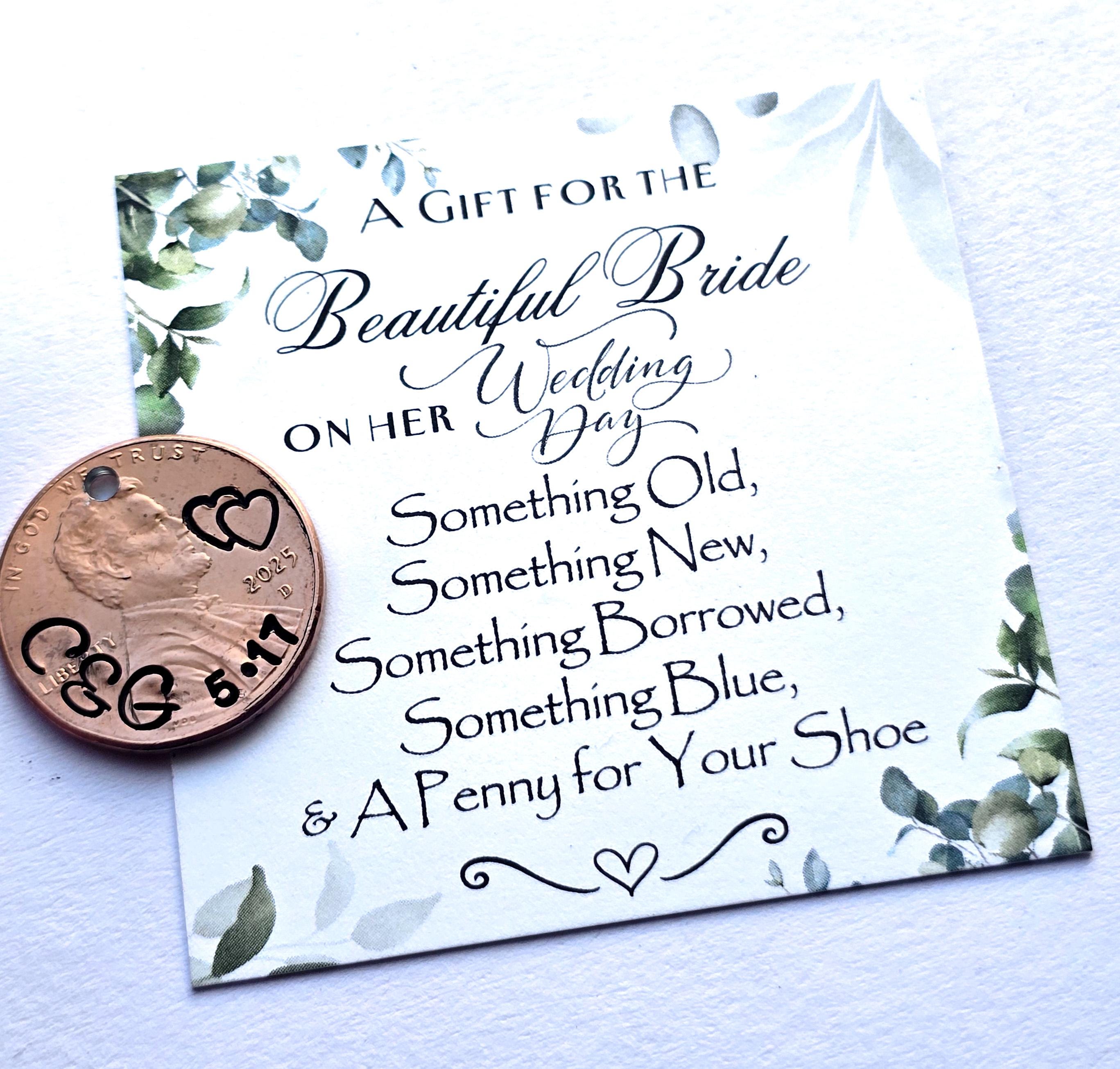 Lucky Wedding Penny Charm for Bride's Shoe, Bride Wedding gift from Maid of honor,  from Best Friend, Bride gift on Wedding Day