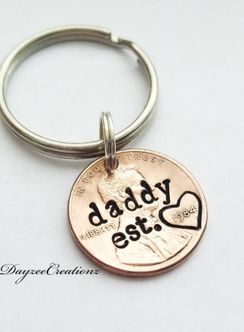 Personalized Valentine's Day Gift for Daddy, Penny Keychain, New Dad, First Father's Day, from Baby, from Child, Husband, from Daughter, Son image 5