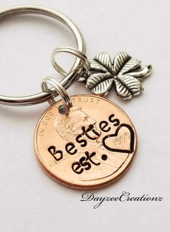 personalized penny Personalized Custom Keychain Best Friends Penny Keychain Set gun Couples Keychain Set of 2 Partners in crime