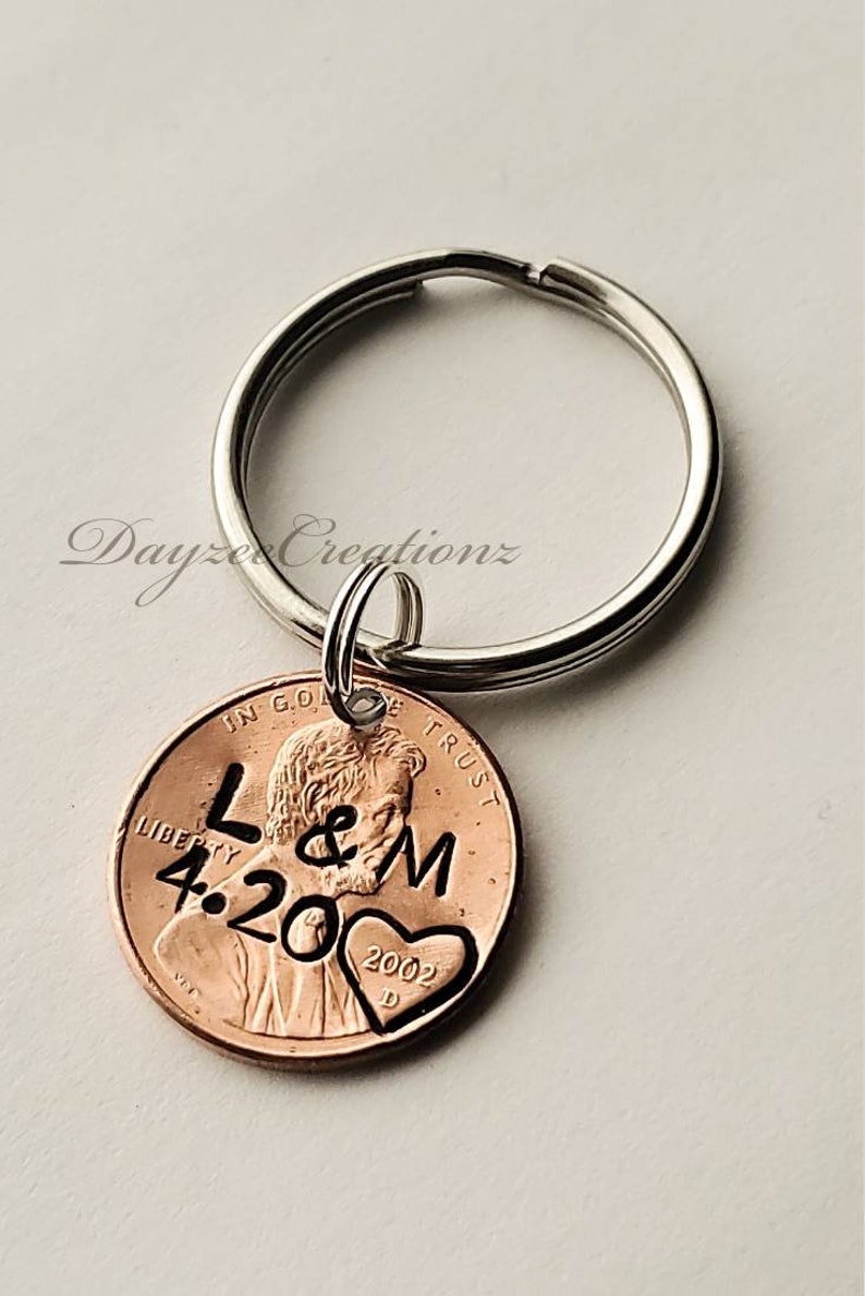 Personalized Valentine's Day Gift for Him Penny Keychain Etsy