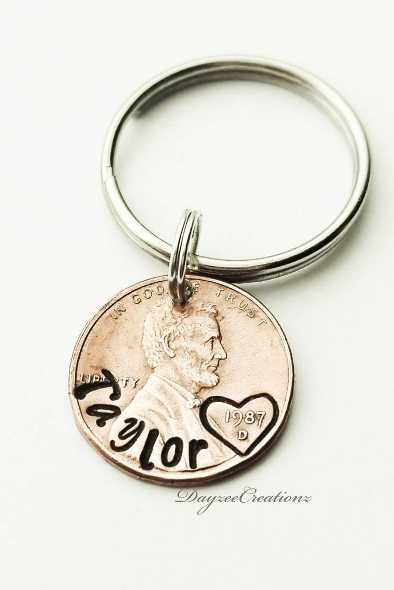 Personalized PENNY Keychain for Him/her Birthday Best Etsy