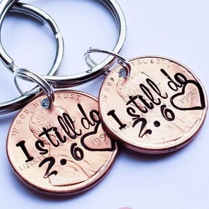 I Still Do Penny Keychain, Anniversary or Valentine's Day Gift for Husband or Wife, Personalized with Your Wedding Date Stamped, Unique Gift image 2