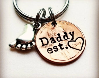 Personalized Daddy Penny Keychain, Christmas Gift for Him, From Child, Stocking Stuffer, New Dad, From Son, Father's Day, First, For Husband