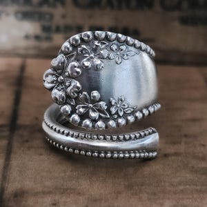 Unique Gift for Her, Vintage Jewelry Birthday Gift, Spoon Ring, Silverware Ring, Spiral Wrap Ring, Boho Style Friend gift