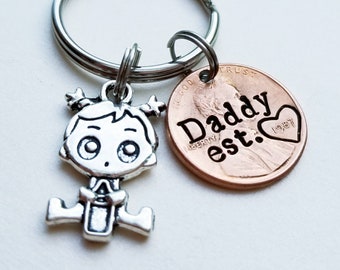Personalized Daddy Penny Keychain, Christmas Gift for Dad, For Grandpa, from Child, Father's Day, For Son, From Son, From Wife, Husband Gift