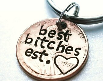Custom Personalized Bff Penny Keychain, Best Friend Gift, Bff, Birthday, Bestie, For Her, Girlfriend, Women, Galentine, Valentine's Day Gift