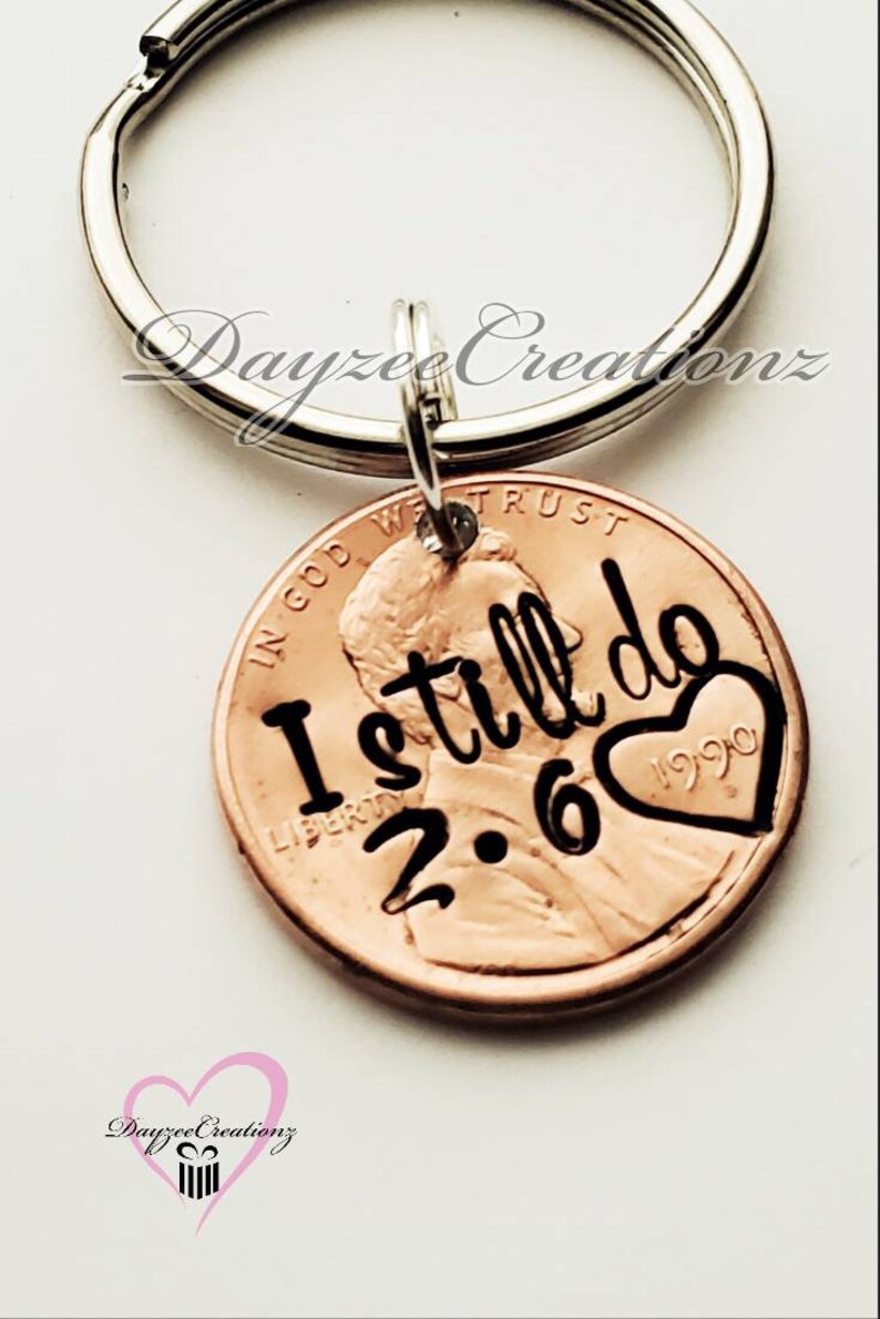 I Still Do Penny Keychain, Anniversary or Valentine's Day Gift for Husband or Wife, Personalized with Your Wedding Date Stamped, Unique Gift image 5