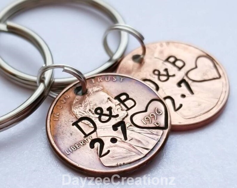 Valentine's Day Gift for Him Personalized Penny Keychain Etsy