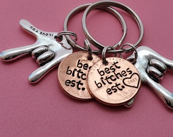 Custom Personalized Bff Penny Keychain, Best Friend Gift, Bff, Birthday, Bestie, For Her, Girlfriend, Women, Galentine, Valentine's Day Gift