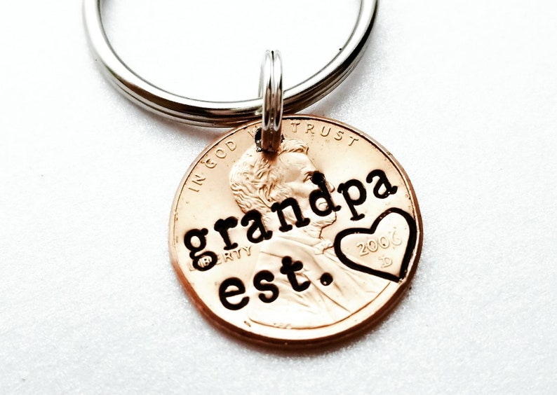 Personalized Valentine's Day Gift for Daddy, Penny Keychain, New Dad, First Father's Day, from Baby, from Child, Husband, from Daughter, Son image 4