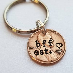 Custom Personalized Bff Penny Keychain, Best Friend Gift, Bff, Birthday, Bestie, For Her, Girlfriend, Women, Galentine, Valentine's Day Gift image 4