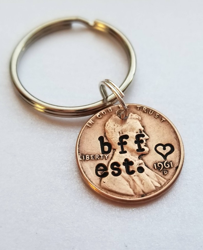 Custom Personalized Bff Penny Keychain, Best Friend Gift, Bff, Birthday, Bestie, For Her, Girlfriend, Women, Galentine, Valentine's Day Gift image 4