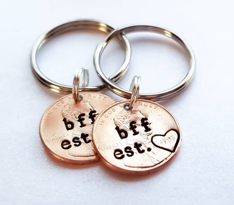 Custom Personalized Bff Penny Keychain, Best Friend Gift, Bff, Birthday, Bestie, For Her, Girlfriend, Women, Galentine, Valentine's Day Gift image 3