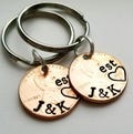 Valentines day gift for him or her, Custom Penny Keychain. For Husband, wife, Girlfriend,  boyfriend, man, woman. 7th copper Anniversary
