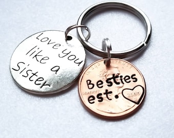 Custom Personalized Friend Gift | Best Friend Penny Keychain | BFF | Unique Gift for Bestie | Birthday Present | Valentine&#39;s Day | For Her
