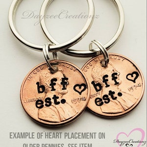 Custom Personalized Bff Penny Keychain, Best Friend Gift, Bff, Birthday, Bestie, For Her, Girlfriend, Women, Galentine, Valentine's Day Gift image 5