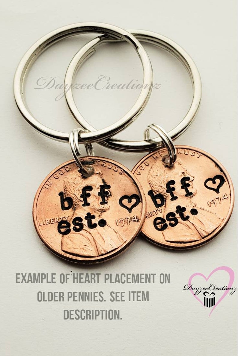 Custom Personalized Bff Penny Keychain, Best Friend Gift, Bff, Birthday, Bestie, For Her, Girlfriend, Women, Galentine, Valentine's Day Gift image 5