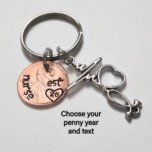 Nurse Gift Nurse Penny Keychain Pinning Ceremony Gift Proud New Nurse Keyring, Nursing school Graduate Gift RN
