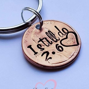 I Still Do Penny Keychain, Anniversary or Valentine's Day Gift for Husband or Wife, Personalized with Your Wedding Date Stamped, Unique Gift image 3