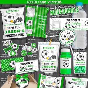 Soccer Candy Wrappers, Personalized, Soccer Decoration, Soccer Deco, Soccer Birthday, Soccer Party, Football, Sports, Soccer Bundle