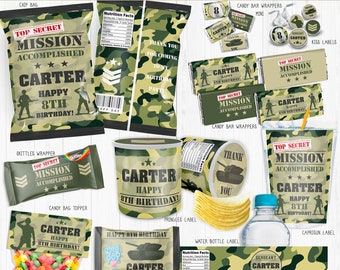 Camouflage Candy Wrappers, Personalized, Camo Bundle, Army Chip Bag, Military Capri Sun, Soldier Pringles, Military Wrappers, COD