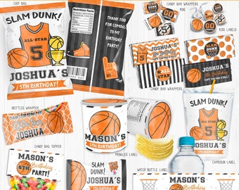 Basketball Candy Wrappers, Personalized, Sport Wrappers, Chip Bag Basketball Capri Sun Krispies Mini Chip Slam Dunk Party Hoop Court Game On