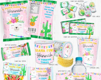 Llama Candy Wrappers, Personalized, Llama Wrappers, Llama Chip Bag, Llama Capri Sun, Llama Rice Krispies, Girl Alpaca Cactus Whole Llama Fun