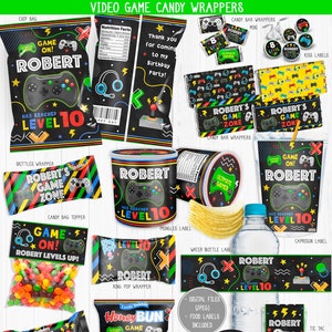 Video Game Candy Wrappers, Personalized, Video Game Bundle, Gamer Decoration, Gamer Chip Bag, Capri Sun, Pringles Krispie Gaming Party Truck