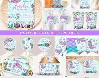 Mermaid Bundle, Personalized, Mermaid Decoration, Mermaid Wrappers, Mermaid Party, Mermaid Bash, Under the Sea, Cute, Ocean Animals, MR1