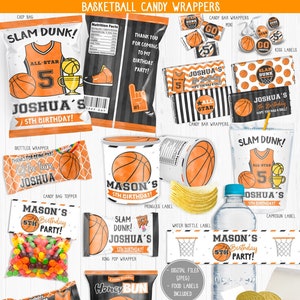 Basketball Candy Wrappers, Personalized, Sport Wrappers, Chip Bag Basketball Capri Sun Krispies Mini Chip Slam Dunk Party Hoop Court Game On