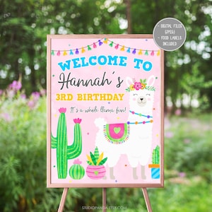 Llama Welcome Sign, Personalized, Llama Banner, Llama Sign, Llama Backdrop, Girl Party Alpaca Cactus Fiesta Whole Llama Fun