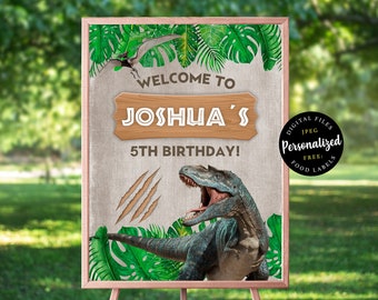 Dinosaur Welcome Sign, Personalized, Dinosaur Decoration, Dinosaur Birthday, Dinosaur Backdrop, Dinosaur Banner, Dinosaur Poster, Dino T-Rex