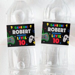 Video Game Water Bottle Labels, Personalized, Video Game Label, Gamer Water, Gamer Label, Gaming, Arcade, Level Up, Game Truck, VG1