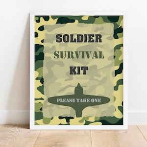 Soldier Survival Kit Take One Sign, Instant Download, Soldier Table Sign, Soldier Poster, Soldier Backdrop, Military, Army, COD, Camo, CM1