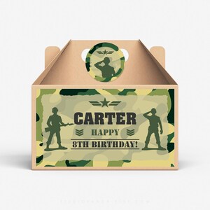 Soldier Gable Box Label, Personalized, Soldier Label, Soldier Favor, Soldier Treat, Army Gable Box, Military, Army, Camouflage, COD, CM1