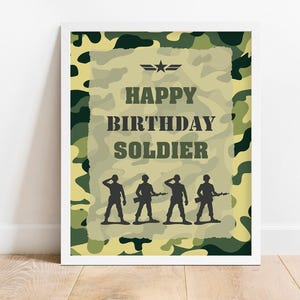 Soldier Happy Birthday Sign, Instant Download, Camo Table Sign, Army Decoration, Military Deco, Soldier Party, Military, Army, Camo, CM1