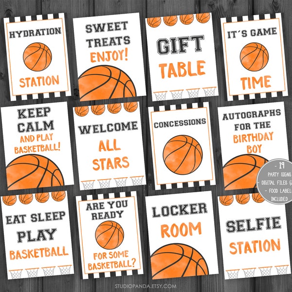 Basketball Party Signs, Instant Download, Sports Signs, Basketball Wall Art, Basketball Nursery Baloncesto Slam Dunk Party Hoop Court Game