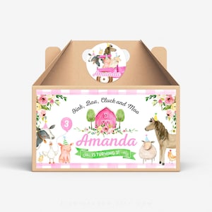 Farm Girl Gable Box Label, Personalized, Farm Decoration, Farm Wrappers, Farm Party, Animals Farm, Barnyard, Farm Favor, Farm Tag