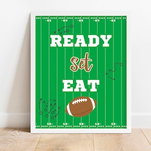 Football Ready Set Eat Schild, Sofortiger Download, Fußballparty, Fußballdekoration, Fußballschild, Fußballposter, Rugbyschild, FT1