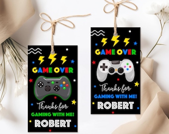 Video Game Favor Tags, Personalized, Video Game Card, Video Game Thank You Card, Gamer Favor Tag, Gaming, Arcade Level Up Game Truck VG1